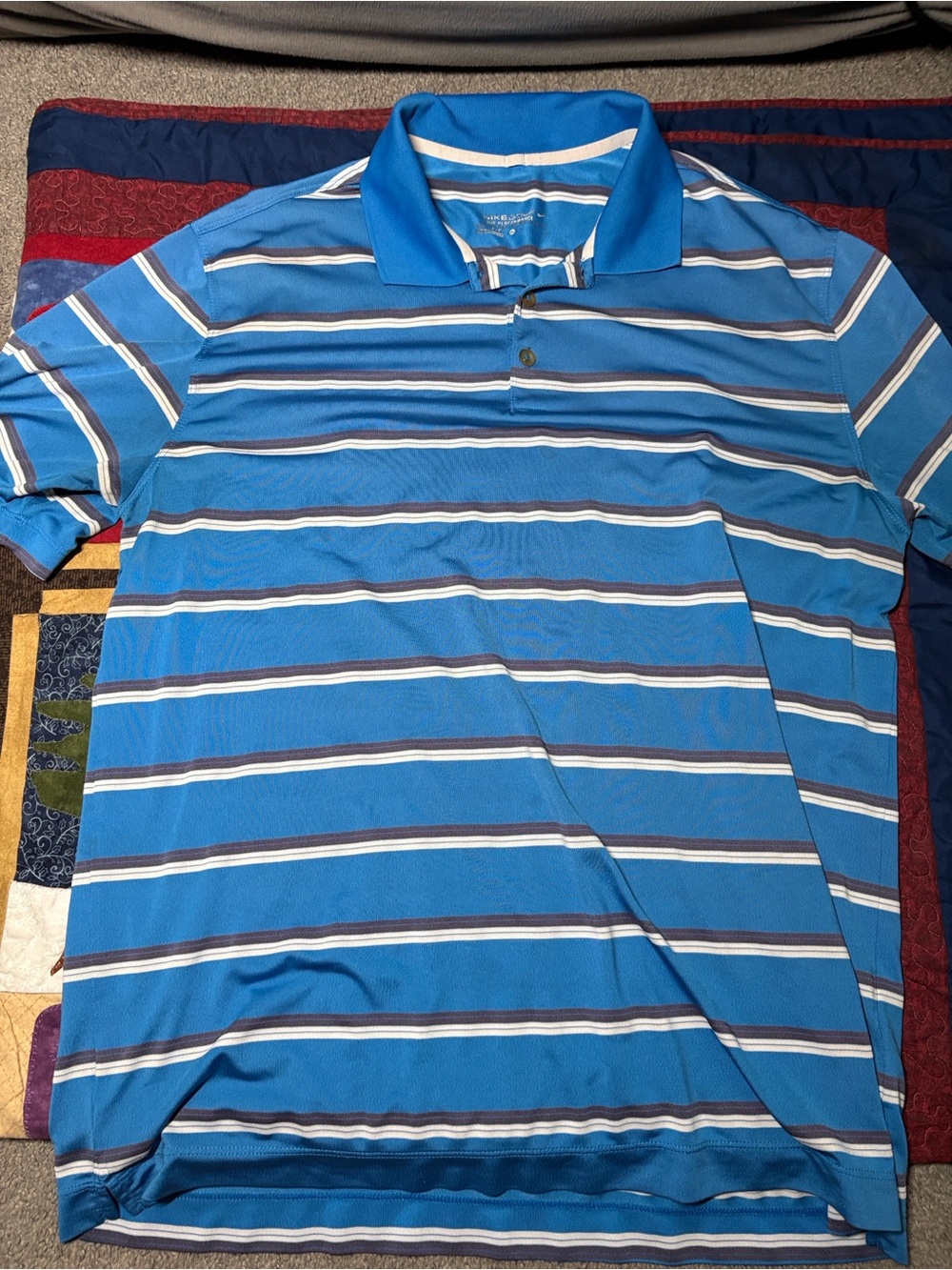 Nike Men's Blue Striped Polo and Multi colored Adidas polo